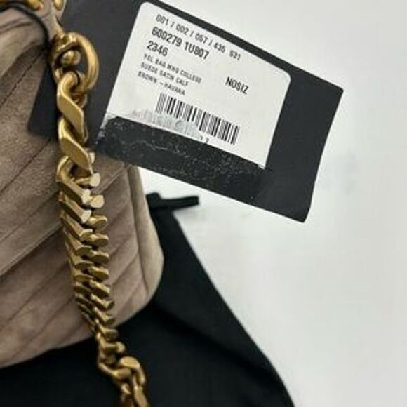 Women's Saint Laurent Ysl quilted medium suede shoulder Bag made in Italy - Picture 8 of 16